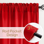 HOMEIDEAS Christmas Non-See-Through Red Privacy Sheer Kitchen Curtains - Image 6