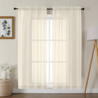 Gwine Cream Sheer Curtains 68 Inches Long 2 Panels Set, Light Filtering Sheer by Gwine