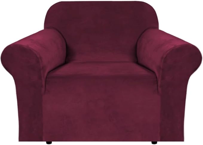 H.VERSAILTEX Stretch Velvet Armchair Cover Couch Covers 1 Cushion Chair by HVERSAILTEX