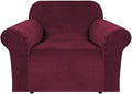 H.VERSAILTEX Stretch Velvet Armchair Cover Couch Covers 1 Cushion Chair by HVERSAILTEX