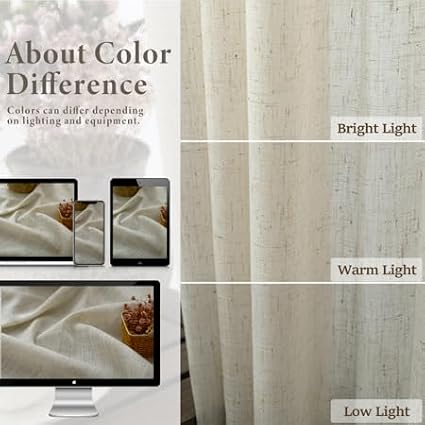 Pitalk 60 Inch Wide Curtains for Living Room 2 Panel Back Tab Pocket Drape Semi - Image 4