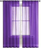 SpaceDresser Sheer Voile Window Treatment Rod Pocket Curtain Panels - Image 2
