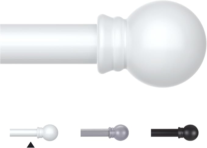 Thestoa Curtain Rods for Windows 30-62 Inch, 5/8" White Curtain Rod for Bedroom by Thestoa