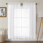 Gwine White Sheer Curtains 68 Inches Long 2 Panels Set, Light Filtering Sheer by Gwine