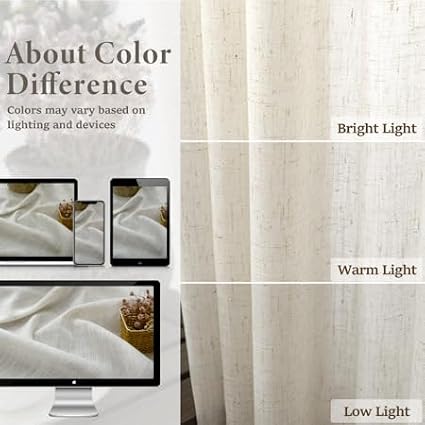 Natural Linen Back Tab Curtains 84 Inch Length - Image 3