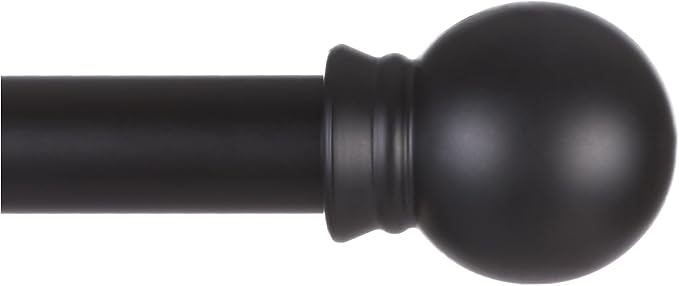 Thestoa Black Curtain Rods for Windows 66 to 120 inch, 5/8" Diameter Matte by Thestoa