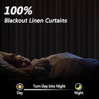 Guken Orange 100% Blackout Linen Curtains 84 Inch Length 2 Panels Set - Image 3