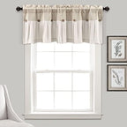 Lush Decor Linen Button Valance | 52"W x 18"L | Farmhouse Style | Coconut Husk by LushDecor