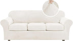 H.VERSAILTEX Modern Velvet Plush 4 Piece High Stretch Sofa Slipcover Sofa Cover by HVERSAILTEX