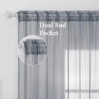 MIULEE 2 Panels Solid Color Sheer Window Curtains Elegant Window Voile - Image 2