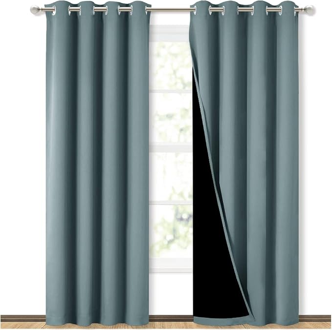 NICETOWN 100% Blackout Curtains 84 inches Long, Pair of Energy Smart & Noise - Image 2