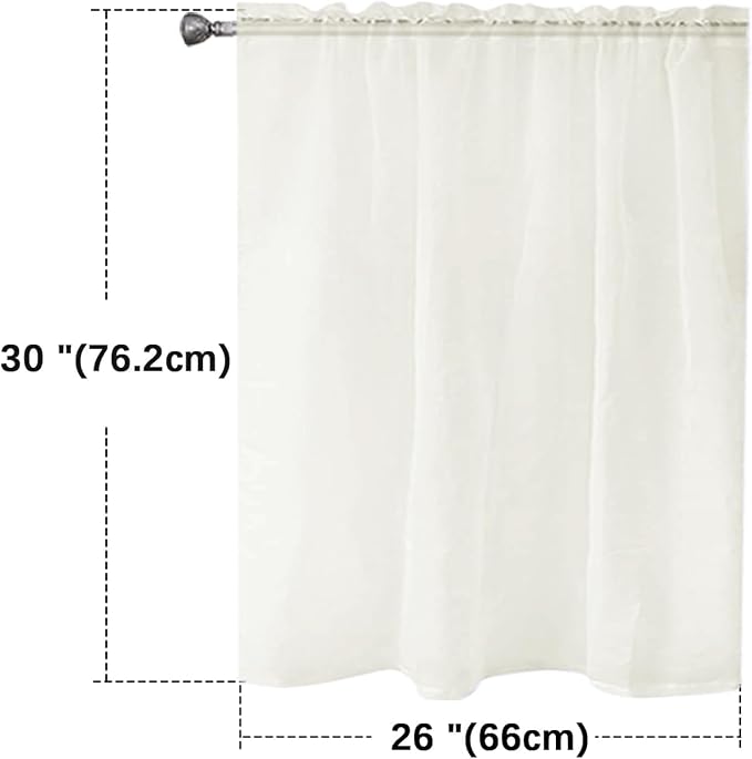 SpaceDresser Basic Rod Pocket Sheer Voile Window Curtain Panels Ivory 1 Pair 2 - Image 2