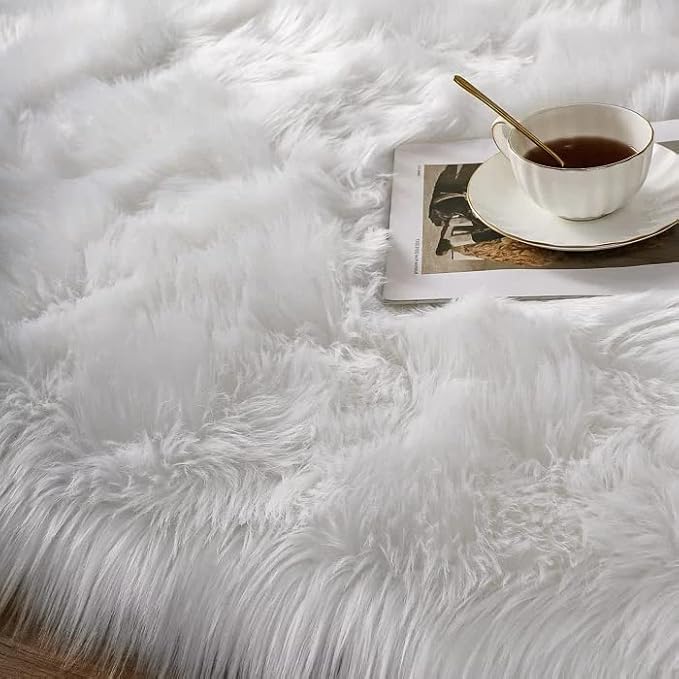 ORINOVA White Faux Sheepskin Shag Fur Rug Washable Area Rugs - Image 8