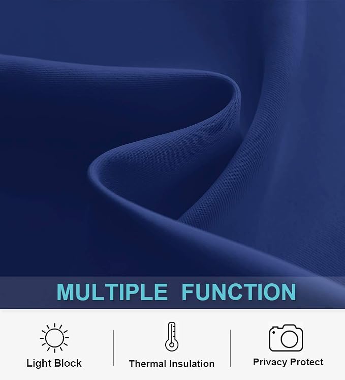 RYB HOME Short Marine Blue Blackout Curtains - Image 6
