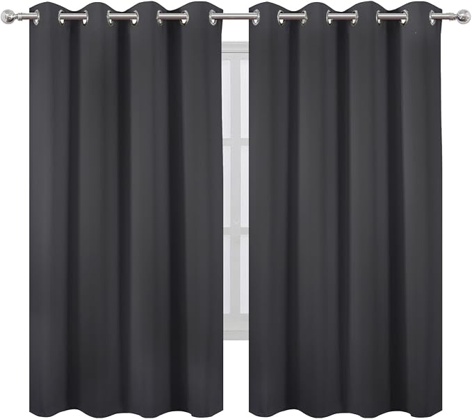 LEMOMO Dark Grey Blackout Curtains 66 x 63 Inch Length/Set of 2 Curtain - Image 2