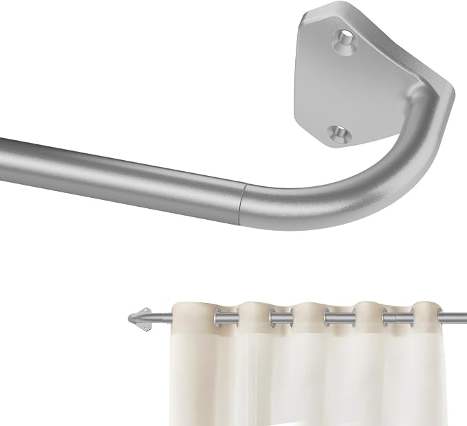 GXOACKJ Silver Curtain Rods for Windows 28 to 48 inch, 5/8 inch Adjustable Wrap by GXOACKJ