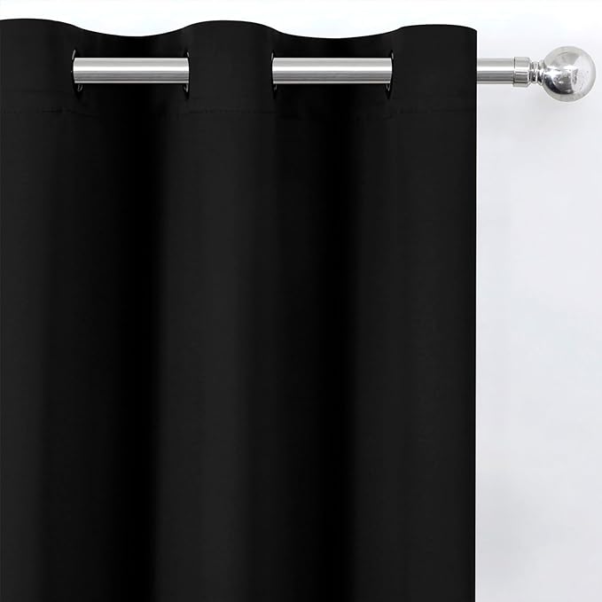 LEMOMO Blackout Curtains 52 x 90 Inch Long Black Curtains Set of 2 Panels Room - Image 6