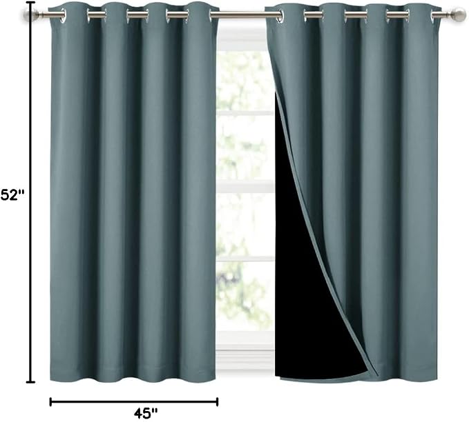 NICETOWN Aqua 100% Blackout Curtains 45 inches Long, 2 Thick Layers Completely - Image 9