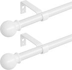 Curtain Rods for Windows 28-48 inch, 2 Pack White Curtain Rod by ATUHOLA