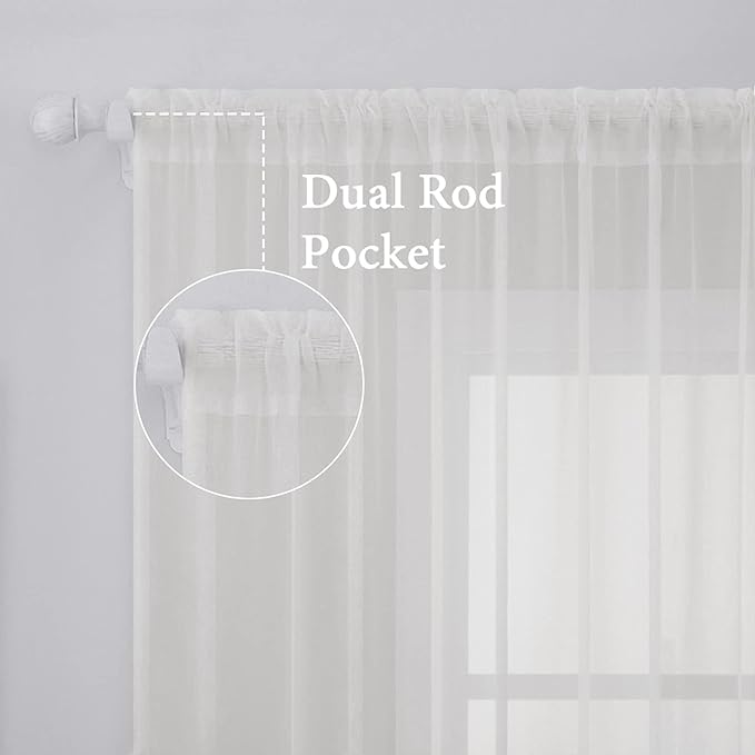 MIULEE 2 Panels Solid Color Sheer Window Curtains Elegant Window Voile - Image 3