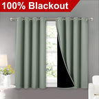 NICETOWN Greyish Green 100% Blackout Curtains 45 inches Long, 2 Thick Layers - Image 2