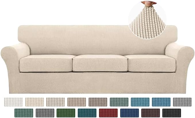 Turquoize 4 Piece Sofa Covers For 3 Cushion Couch Sofa Slipcover Soft Couch by Turquoize
