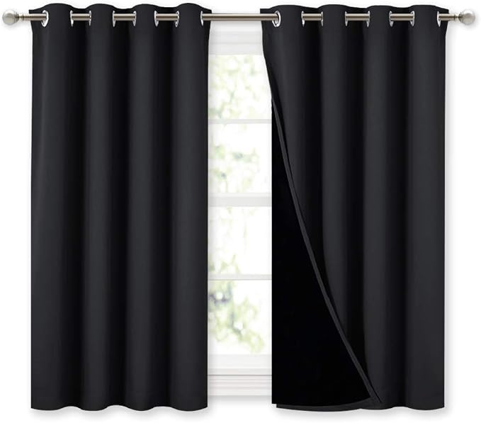 NICETOWN 100% Blackout Curtains 45 inches Length, 2 Thick Layers Completely by NICETOWN