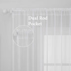MIULEE White Sheer Curtains 90 inches Long Window Curtains 2 Panels Solid Color - Image 2