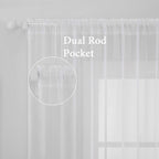 MIULEE 2 Panels Solid Color White Sheer Window Curtains Elegant Window Voile - Image 2