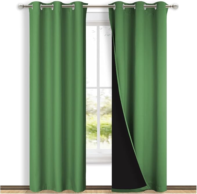 NICETOWN Forest Green Full Shade Curtain Panels, Pair of Thermal Insulated & by NICETOWN