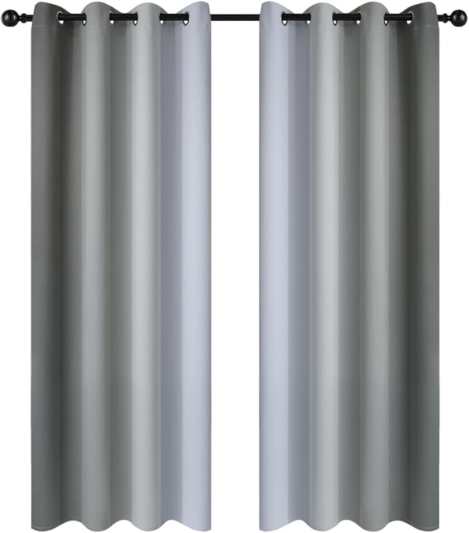 Yakamok Gray and Greyish White Thermal Insulated Grommet Light Blocking Window by Yakamok