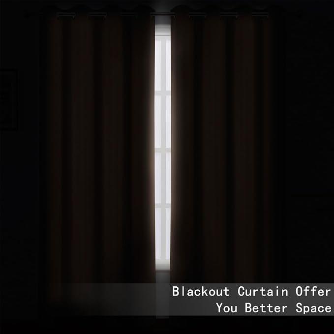 LEMOMO Blackout Curtains 52 x 120 Inch Long Cappuccino Curtains Set of 2 Panels - Image 3