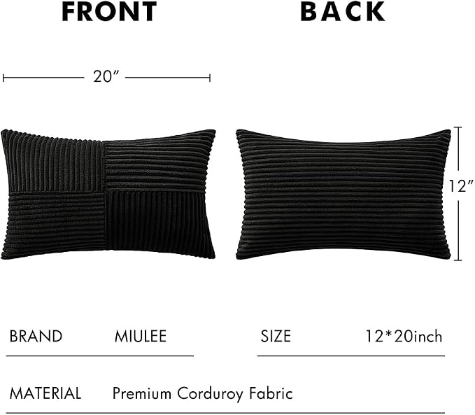 MIULEE Black Decorative Lumbar Throw Pillow Covers 12x20 Inch - Image 6
