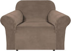 H.VERSAILTEX Stretch Velvet Armchair Cover Couch Covers 1 Cushion Chair by HVERSAILTEX