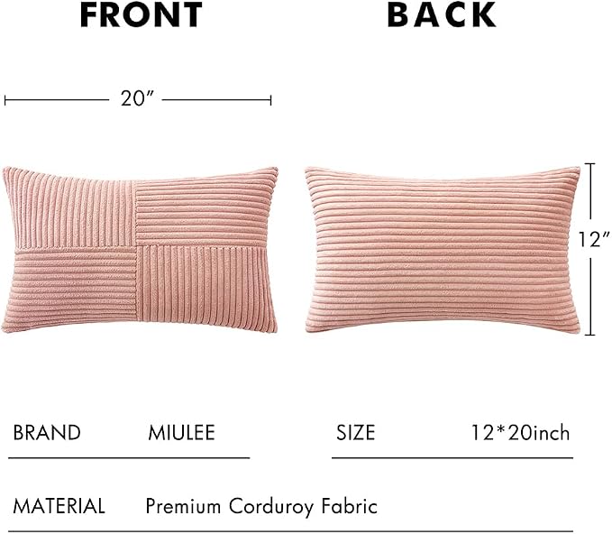 MIULEE Pink Decorative Lumbar Throw Pillow Covers 12x20 Inch - Image 6