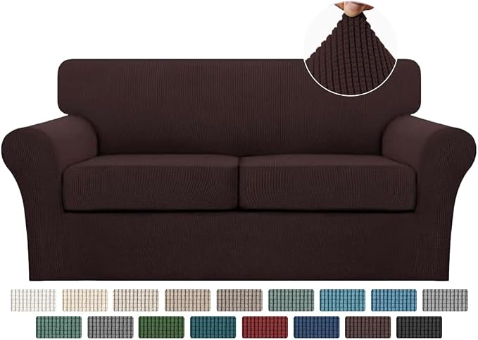Turquoize 3 Piece Sofa Covers For 2 Cushion Couch Sofa Slipcover Soft Couch by Turquoize