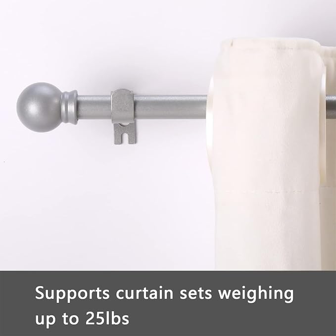 GXOACKJ Curtain Rods for windows 66-120 inch, 5/8 inch Decorative Silver - Image 2
