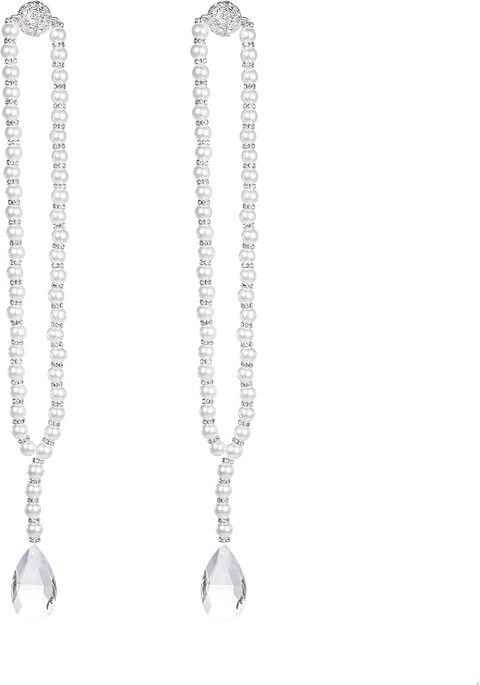 SUQ I OME 1 Pair of Luxury Pearl Beaded Magnetic Curtain Tieback and Holdback - Image 2