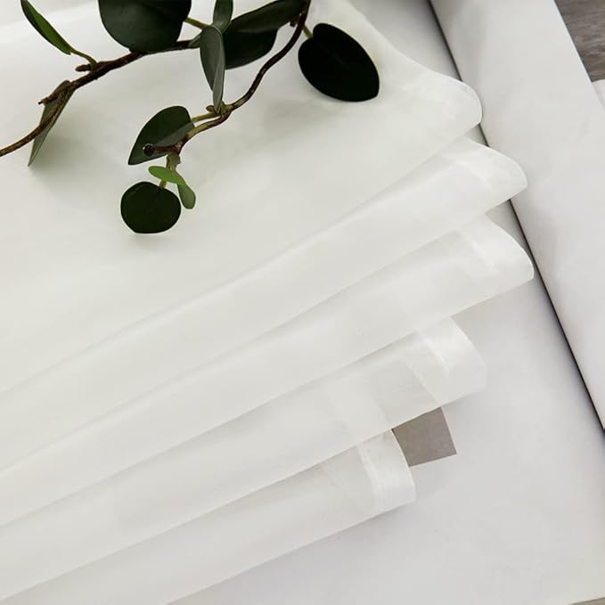 MIULEE 2 Panels Kitchen Tiers Half Window Sheer Curtains Rod Pocket Voile Drapes - Image 5