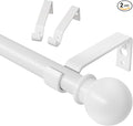 White Curtain Rods for Windows 28 to 48 inch, Adjustable Curtain Rod Set by ATUHOLA