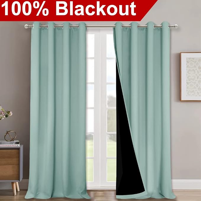 NICETOWN Full Shading Curtains for Windows, Super Heavy-Duty Black Lined - Image 2
