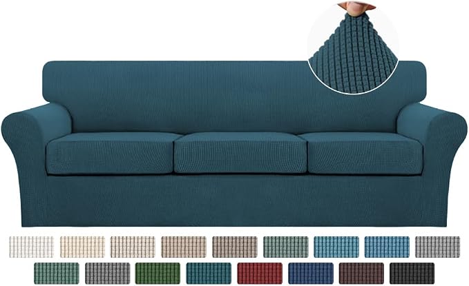 Turquoize 4 Piece Sofa Covers for 3 Cushion Couch Sofa Slipcover Soft Couch by Turquoize