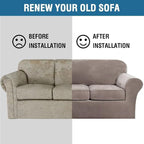 H.VERSAILTEX High Stretch Sofa Slipcover 4 Piece Cover Velvet Furniture - Image 7