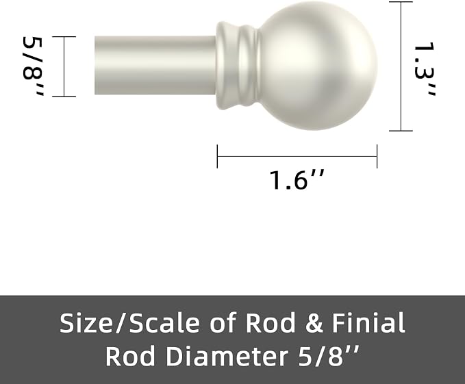 GXOACKJ Curtain Rods for windows 32-48 inch, 5/8 inch Decorative Nickel - Image 3