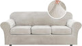 H.VERSAILTEX Modern Velvet Plush 4 Piece High Stretch Sofa Slipcover Sofa Cover by HVERSAILTEX