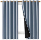NICETOWN 100% Blackout Lined Curtains, Vintage Blue, 1 Pair, 2 Thick Layers - Image 2