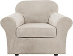 H.VERSAILTEX Rich Velvet Stretch 2 Piece Cover Chair Slipcover Sofa Cover by HVERSAILTEX