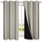 NICETOWN Natural 100% Blackout Lined Curtains, 2 Thick Layers Completely by NICETOWN