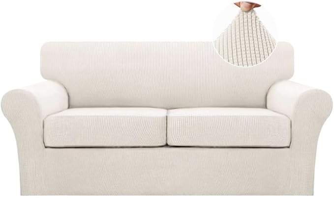 Turquoize 3 Piece Sofa Covers For 2 Cushion Couch Sofa Slipcover Soft Couch by Turquoize