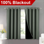 NICETOWN Dark Mallard 100% Blackout Curtains 45 inches Long, 2 Thick Layers - Image 2